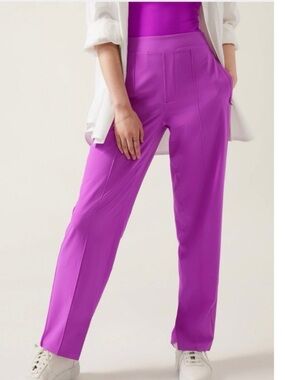 Athleta Brooklyn Heights Vienna Slim Pants Jazzy Purple High Rise Trouser Size 4